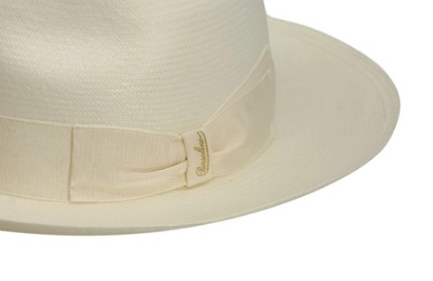 Luxusní panamský klobouk AMADEO s širší krempou - Borsalino - bílá stuha