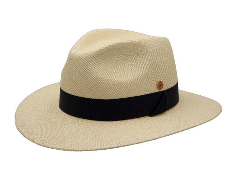 Luxusní panamský klobouk Fedora s tmavě modrou stuhou - Mayser Gedeon - UV faktor 80