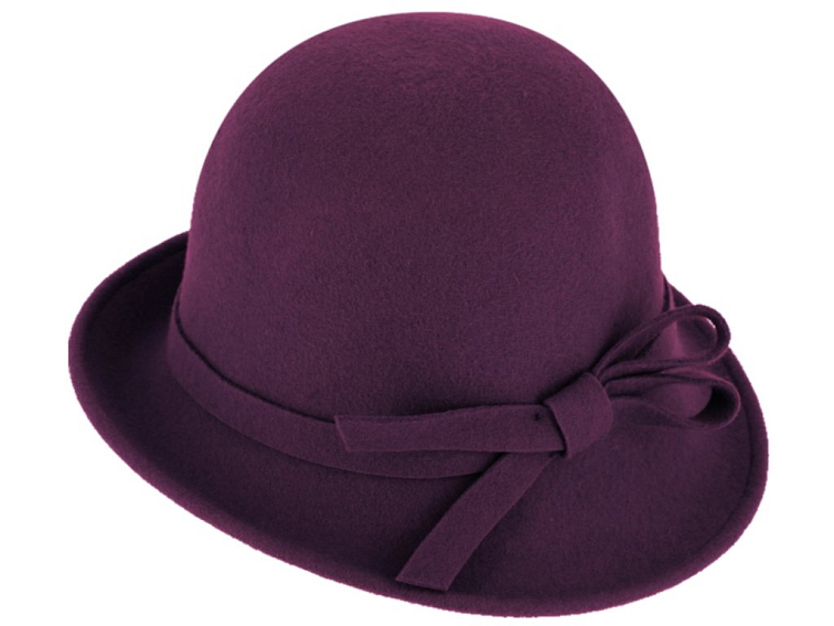 Dámský fialový plstěný klobouček Cloche - Fiebig