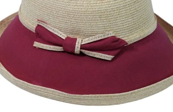 Dámský červený letní klobouk Bolero z papírové slámy a látky