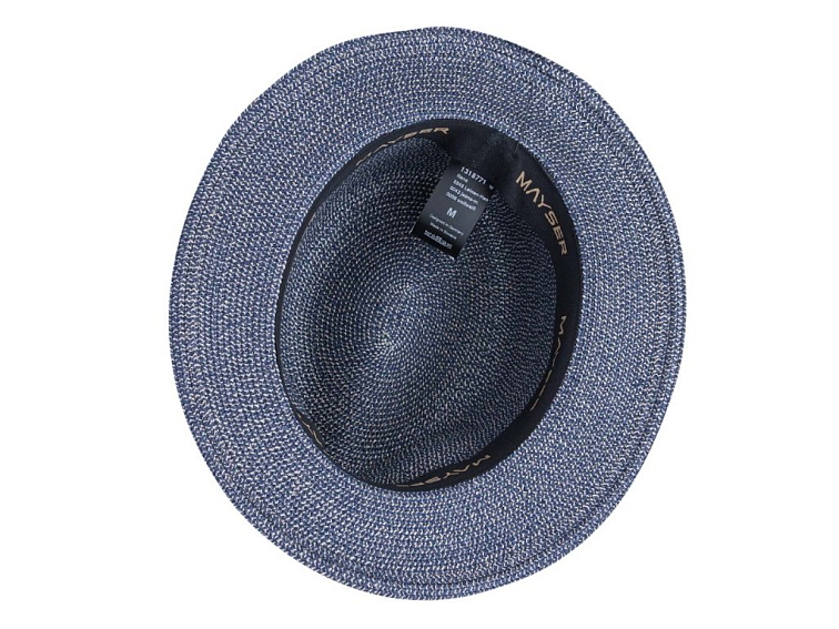 Luxusní dámský nemačkavý modrý klobouk s bílou stuhou Fedora - Mayser Nane - UV faktor 80