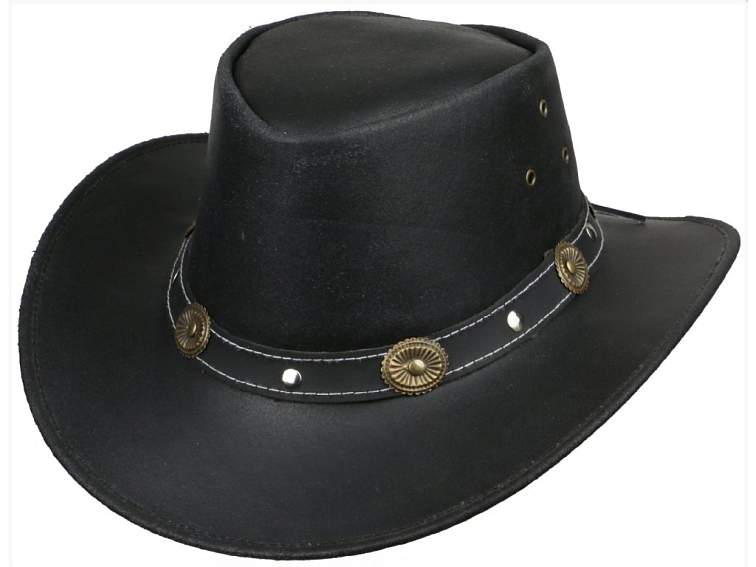 Australský klobouk kožený - černý kožený klobouk SCIPPIS RENO