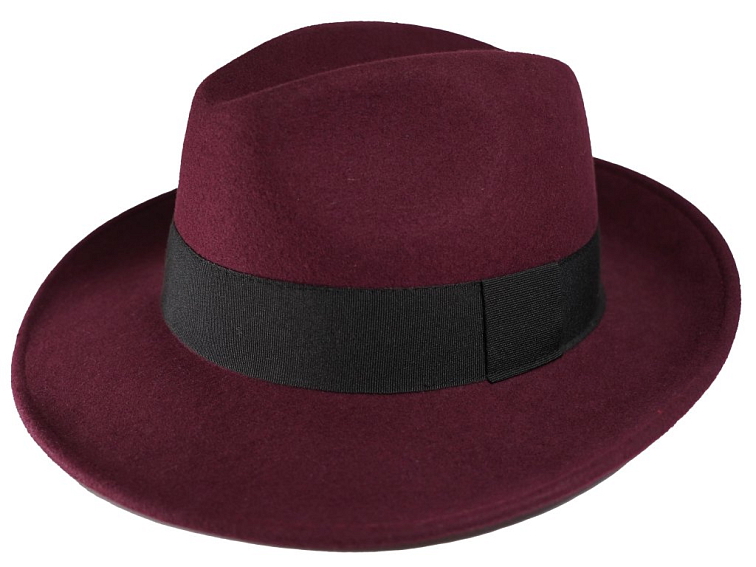 Bordó klobouk plstěný - bordó s černou stuhou - Bogart