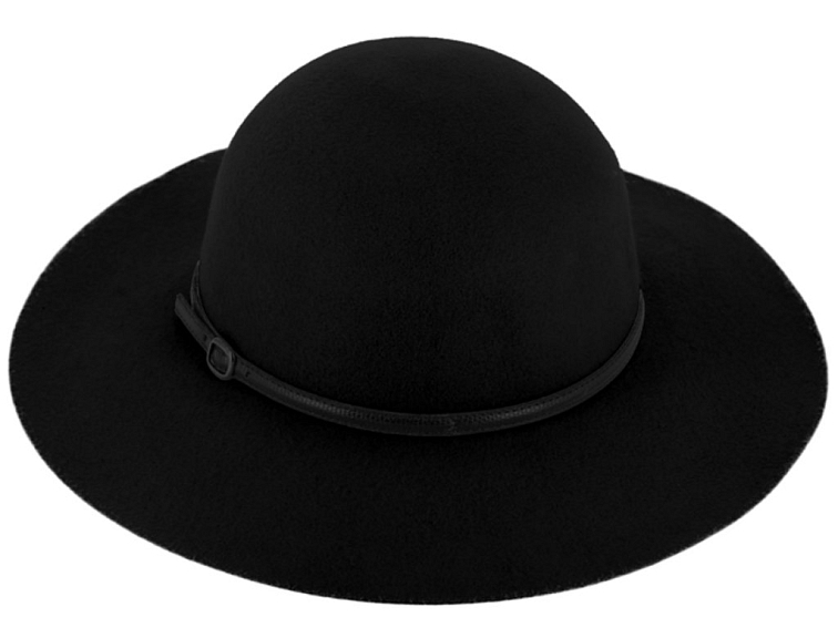 Dámský černý klobouk vlněný od Fiebig s širší krempou - Big Brim