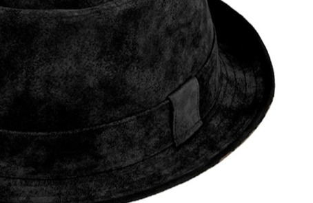 Kožený černý klobouk porkpie Leader - Fiebig - vintage