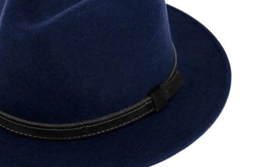 Cestovní voděodolný klobouk vlněný od Fiebig s menší krempou - modrý s koženou stuhou