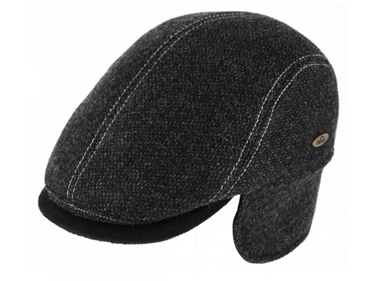 Pánská šedá zimní bekovka Fiebig s klapkami na uši