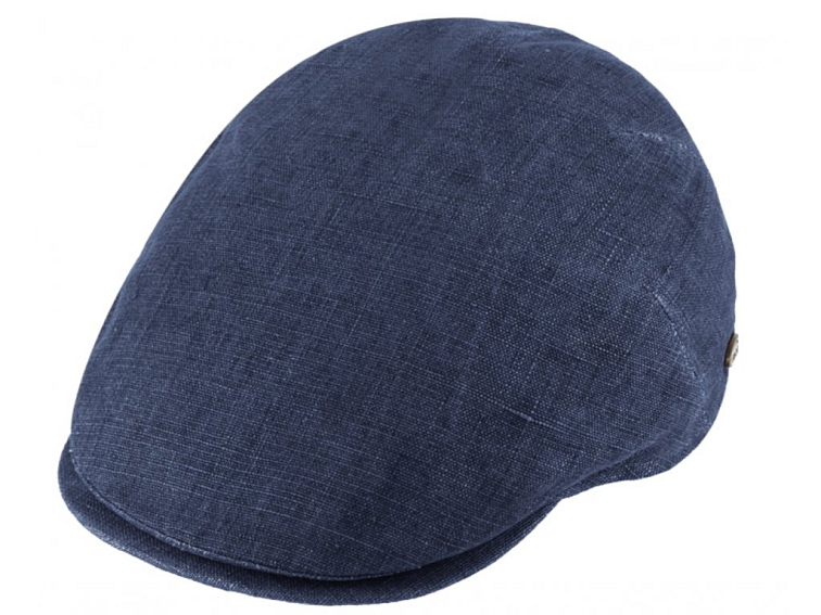 Pánská lněná letní bekovka - Fiebig since 1903 - modrá (UV filtr 50, ochranný faktor)