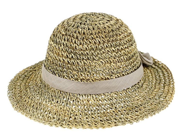 Dámský letní nemačkavý klobouk - Cloche s mašličkou