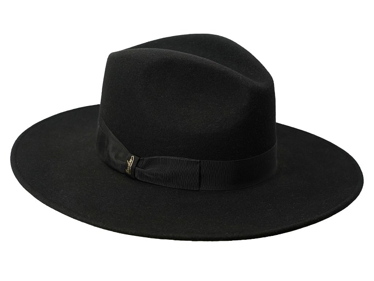 Dámský černý klobouk s černou stuhou - široká krempa