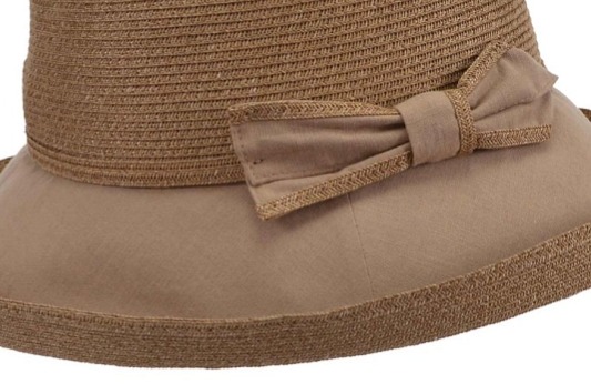 Dámský hnědý letní klobouk Bolero z papírové slámy a látky