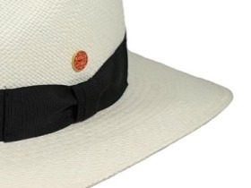Luxusní panamský klobouk Fedora bělený s černou stuhou - Mayser Menton - UV faktor 80