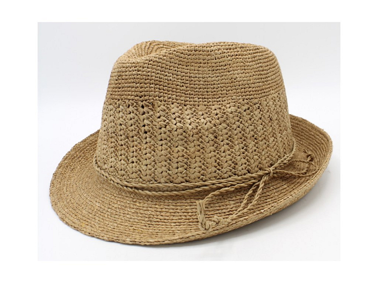 Trilby Raffia - slaměný klobouk crochet hnědý