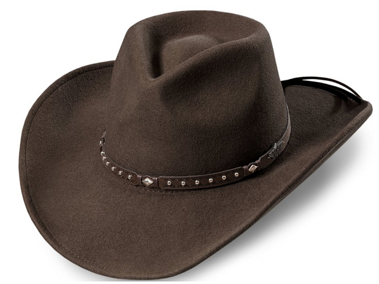 Westernový hnědý klobouk s koženým řemínkem - Reno