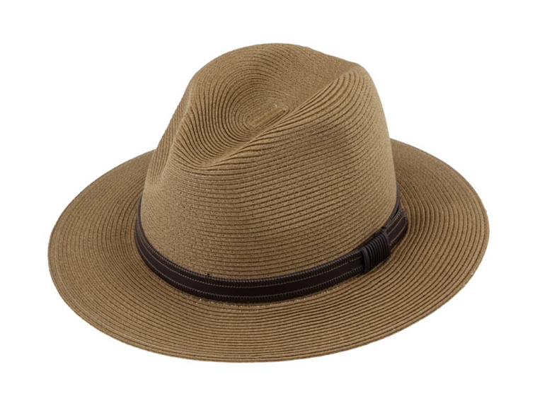 Letní Fedora klobouk s koženým páskem - Fiebig Cognac