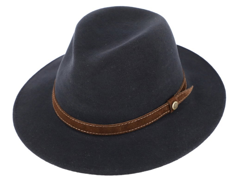 Kašmírový modrý cestovní klobouk Fiebig - Traveller Kaschmir