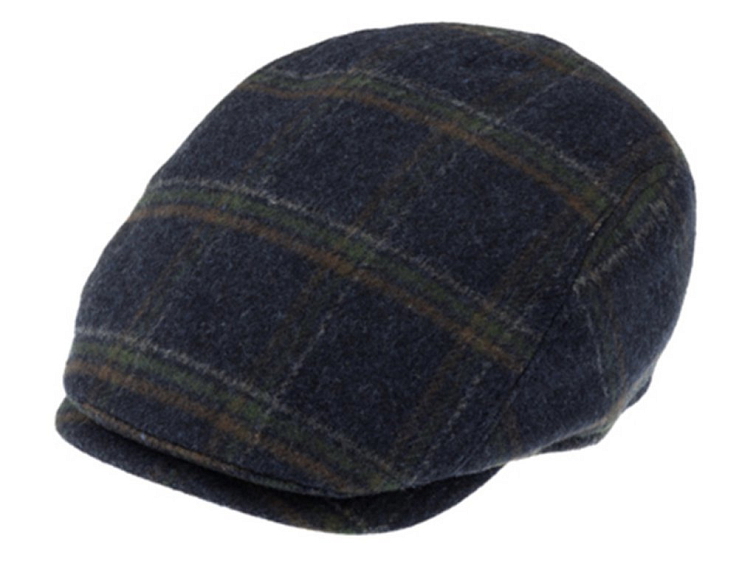 Pánská modrá kostkovaná vlněná bekovka - Fiebig