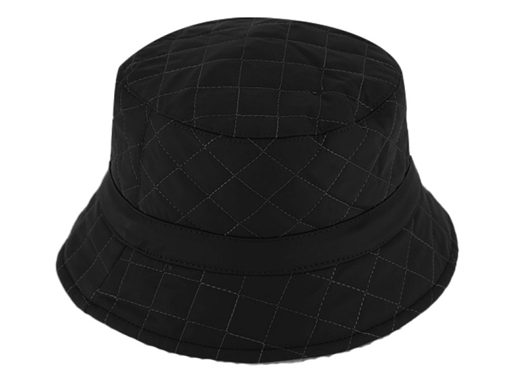 Nepromokavý černý prošívaný bucket hat - podzimní voděodolný klobouk - Fiebig 1903
