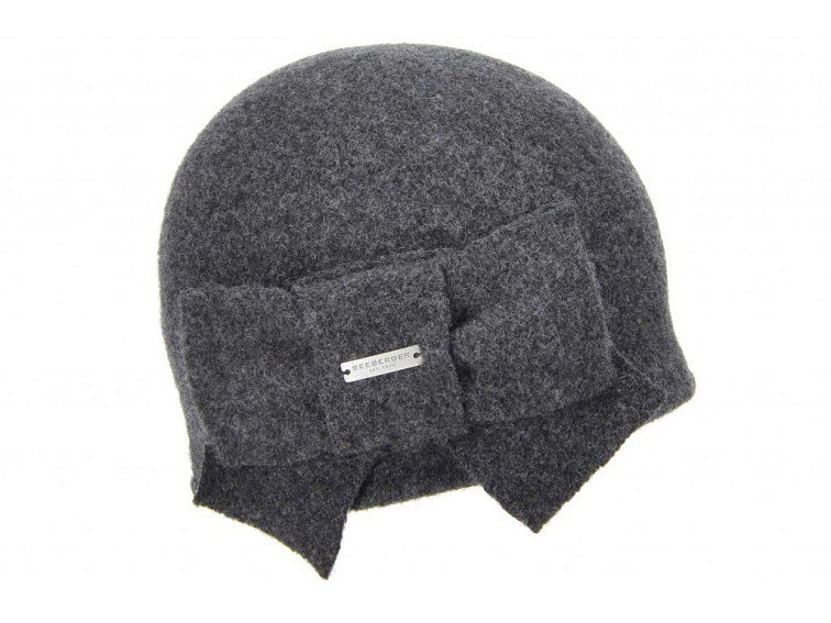 Vlněná šedá dámská čepice s mašličkou - Seeberger