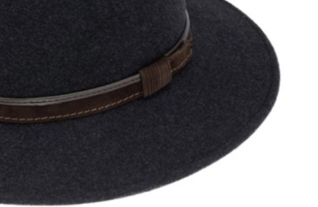 Cestovní klobouk vlněný od Fiebig - šedý s koženou stuhou