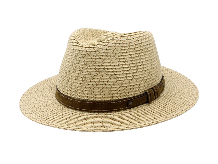 Nemačkavý béžový letní klobouk – celulóza s koženým páskem | Carlsbad Hat