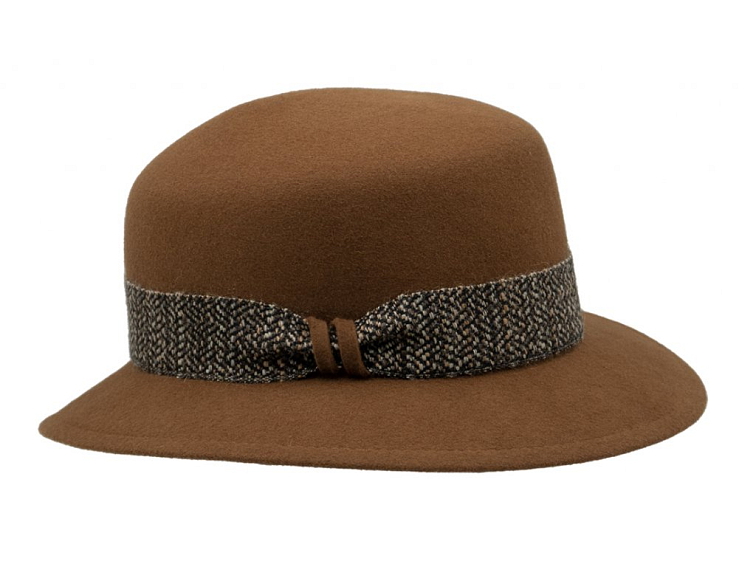 Dámský zimní plstěný nemačkavý hnědý klobouk - Jule