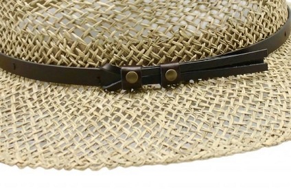 Pánský slaměný klobouk z mořské trávy s koženou stuhou - Fedora