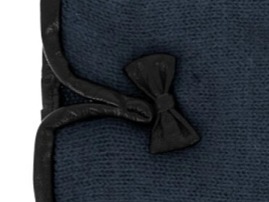 Dámské modré pletené rukavice s koženou mašličkou- Fiebig