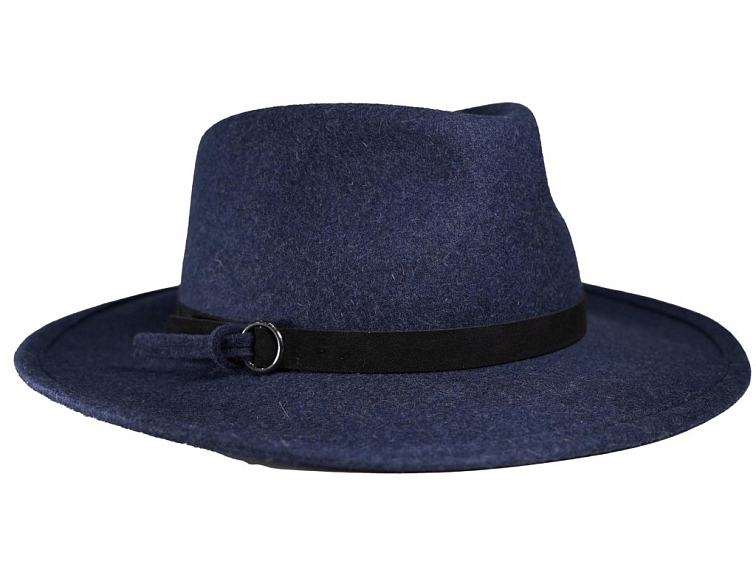 Dámský modrý nemačkavý fedora klobouk - Leo