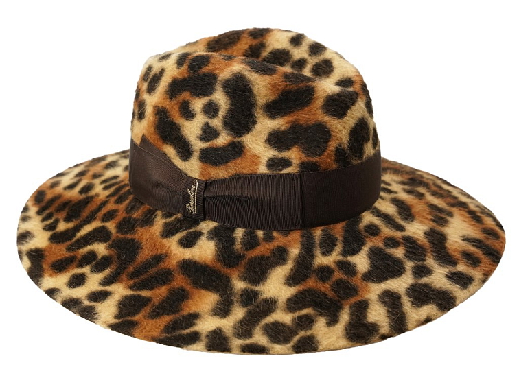 Claudette - leopardý dámský klobouk Borsalino s hnědou stuhou - Limitovana kolekce
