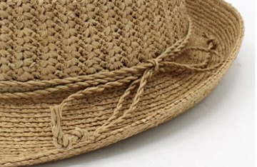 Trilby Raffia - slaměný klobouk crochet hnědý