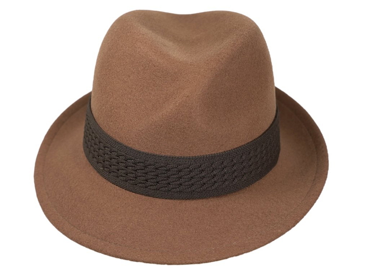 Dámský trilby béžový zimní klobouk Petra s hnědou stuhou - Mayser