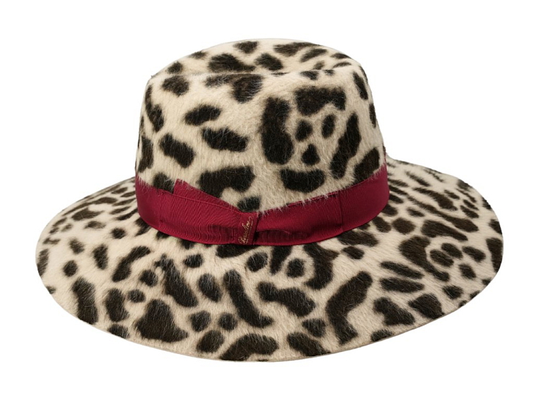 Claudette - leopardý dámský klobouk Borsalino s růžovou stuhou - Limitovana kolekce