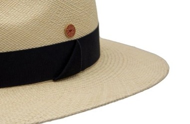Luxusní panamský klobouk Fedora s tmavě modrou stuhou - Mayser Gedeon - UV faktor 80