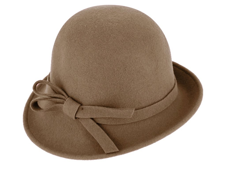 Dámský béžový plstěný klobouček Cloche - Fiebig