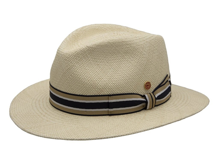 Luxusní panamský klobouk Fedora s barevnou stuhou - Mayser Mathis - UV faktor 80