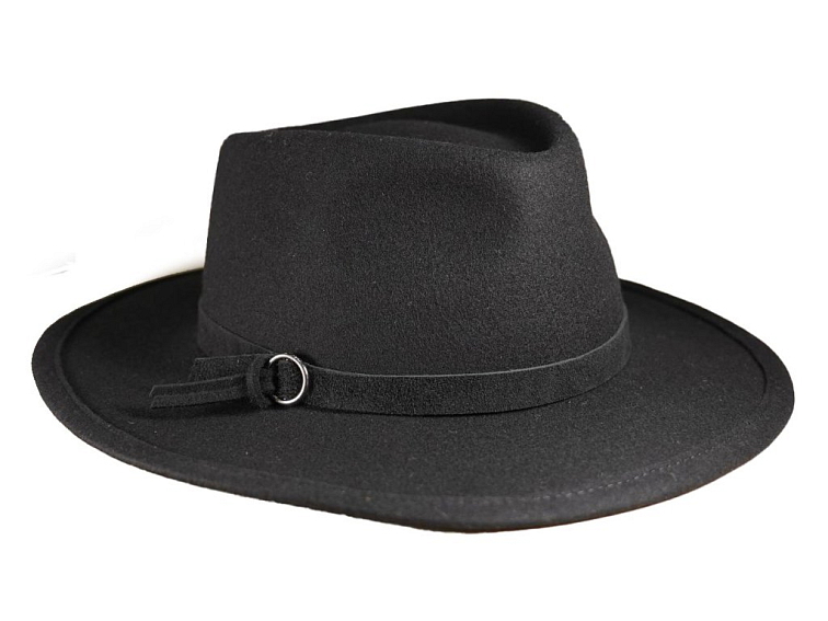 Dámský černý nemačkavý fedora klobouk - Leo