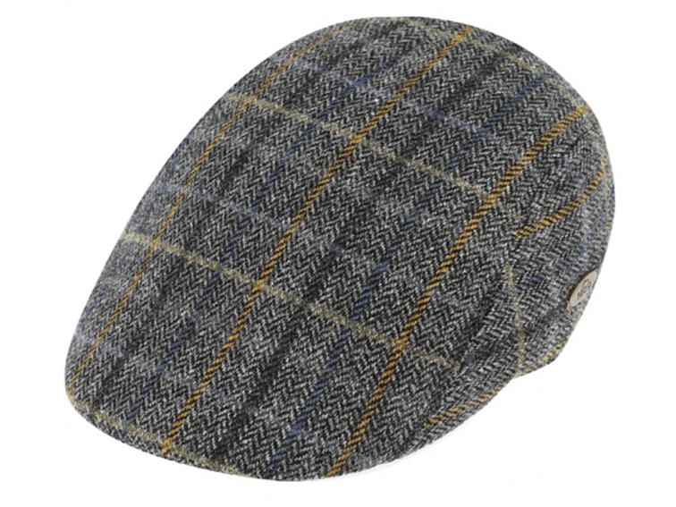 Pánská kostkovaná šedá vlněná bekovka - Fiebig - Vlna Merino