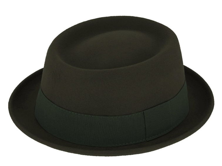 Plstěný klobouk porkpie - Fiebig - olivový klobouk