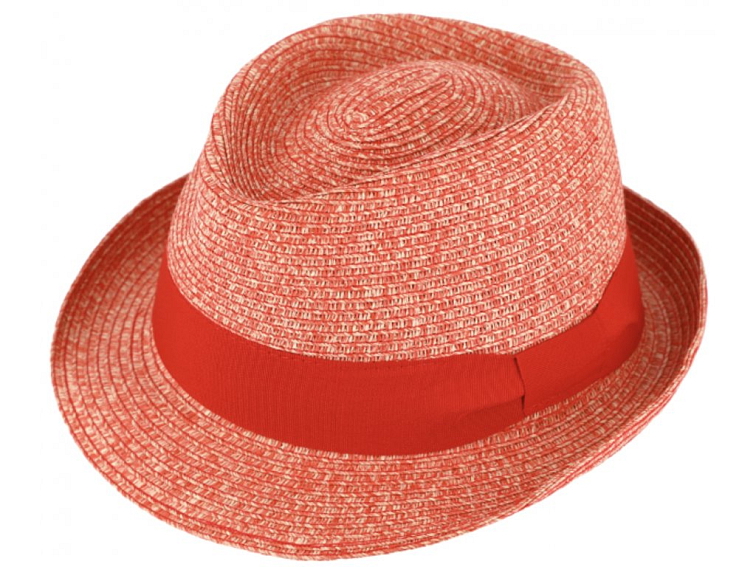 Letní červený klobouk Trilby od Fiebig - Trilby Melange
