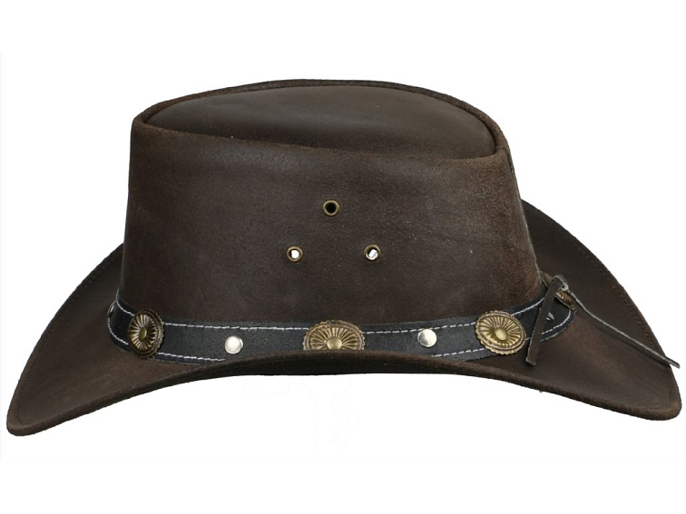 Australský klobouk kožený - hnědý kožený klobouk SCIPPIS RENO