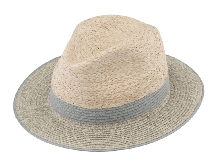 Letní šedá crushable fedora klobouk od Fiebig - Traveller Raffia
