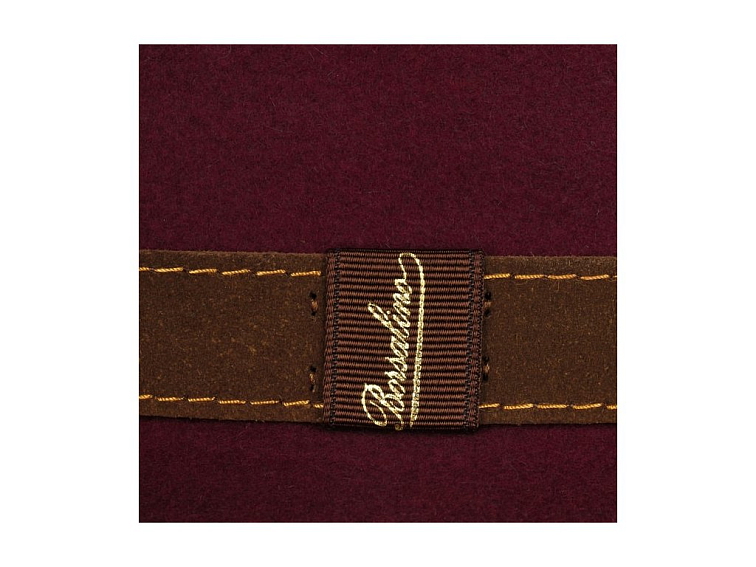 Unisex bordó klobouk Borsalino s hnědým koženým páskem