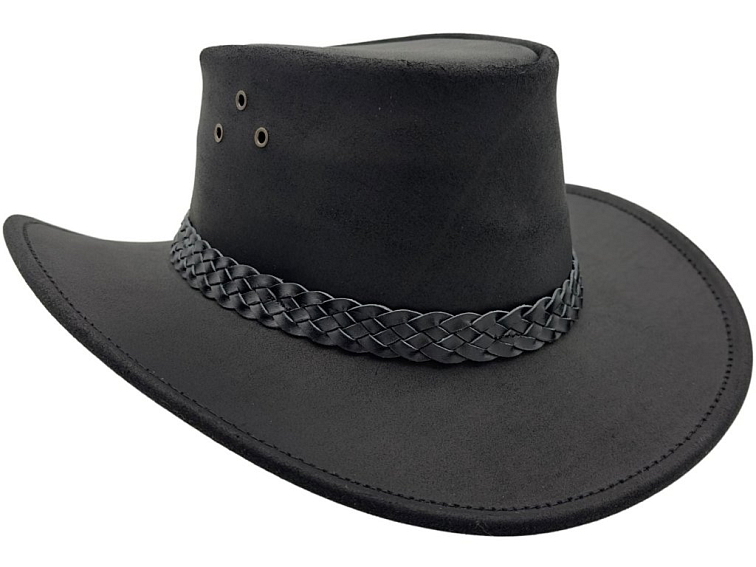 Černý kožený klobouk - Wallaroo Oil Jacaru