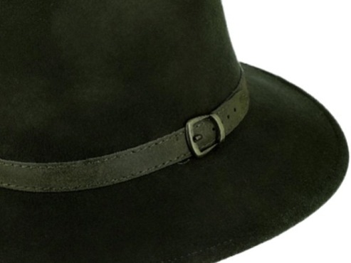 Cestovní zelený nepromokavý, nemačkavý klobouk vlněný od Fiebig - Indiana Jones