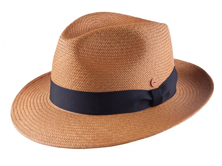 Exkluzivní panamský klobouk - Fedora s černou stuhou - ručně pletený, UV faktor 80 - Mayser Torino