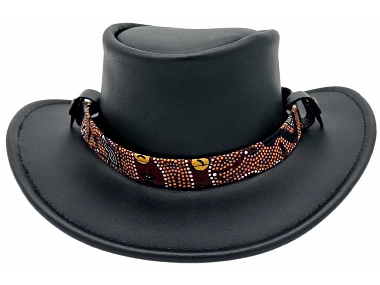 Černý kožený klobouk - Koori