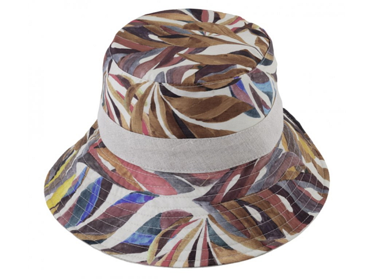 Bucket hat - letní bavlněný béžový kytičkovaný klobouk - Fiebig 1903