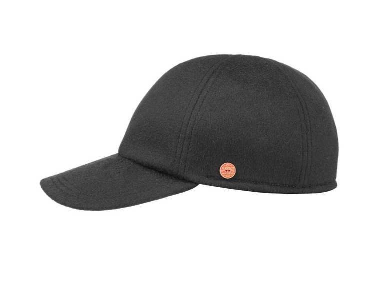 Pánská zimní černá kašmírová kšiltovka - Mayser Lars (ušní klapky) - 100 % kašmír