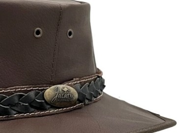 Hnědý kožený klobouk z klokaní kůže - Nomad Jacaru (skládací)